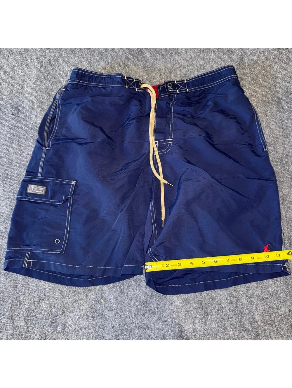 Polo Ralph Lauren Lined Navy Blue Swim Trunks Mens XL Vtg y2k 90s Rare